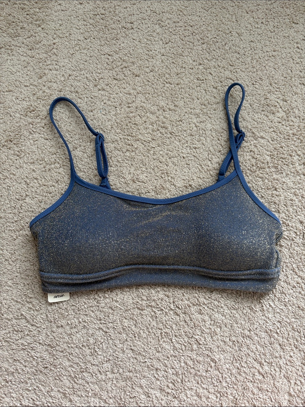 aerie Navy Shimmer Bikini Scoop Top